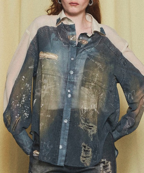 MAISON SPECIAL（メゾンスペシャル） ブラウス シャツ Denim Print