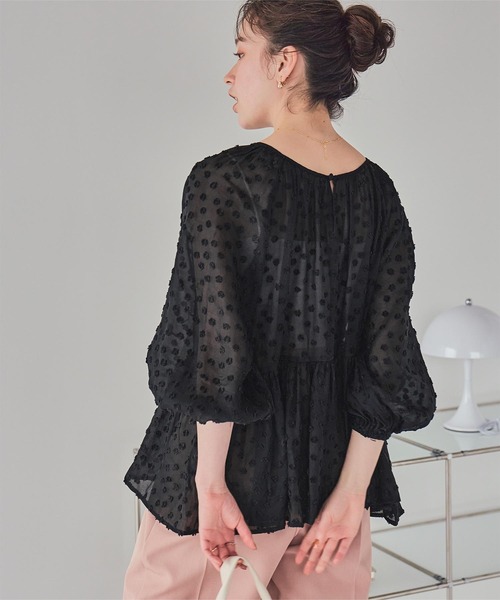 ブラウス シャツ sheer jacquard peplum tops / シアージャガードペプラムトップス レディース ANDRESD ブラウス シャツ sheer jacquard peplum tops / シアー
