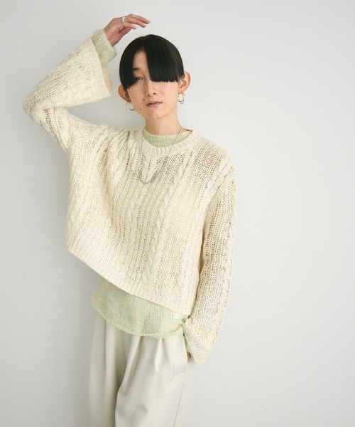 ニット セーター シアーケーブル ニット レディース ニット セーター Sheer cable knit / シアーケーブルニット