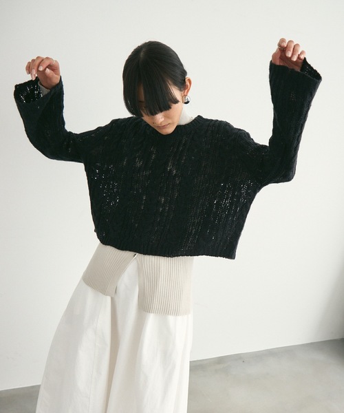 ニット セーター シアーケーブル ニット レディース ニット セーター Sheer cable knit / シアーケーブルニット