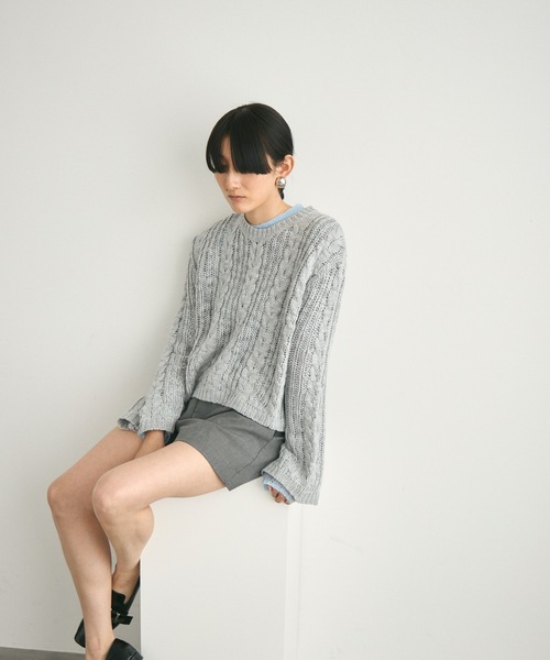 ニット セーター シアーケーブル ニット レディース ニット セーター Sheer cable knit / シアーケーブルニット