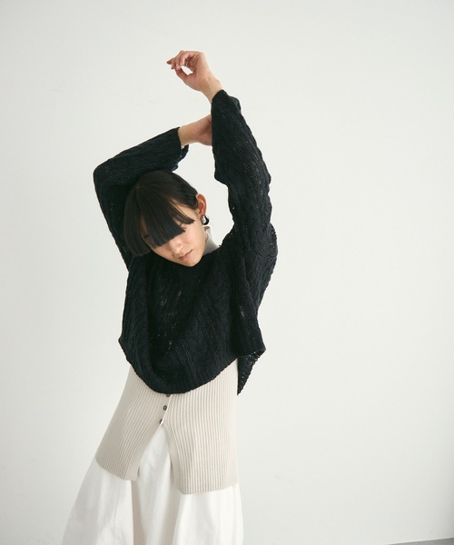 ニット セーター シアーケーブル ニット レディース JOSE MOON ニット セーター DAMAGE CABLE KNIT/ダメージケーブル