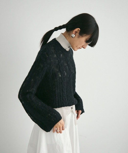 ニット セーター シアーケーブル ニット レディース ニット セーター Sheer cable knit / シアーケーブルニット