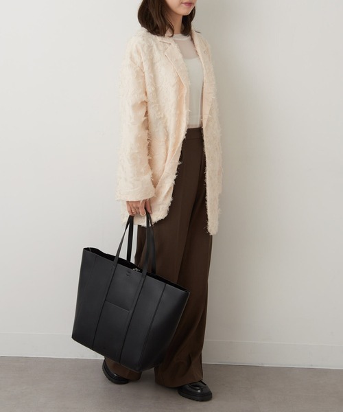 【収納力◎】&MyuQ HOLY トートバッグ ベージュ×アイボリー 収納力◎】&MyuQ HOLY トートバッグ ベージュ×アイボリー バッグ