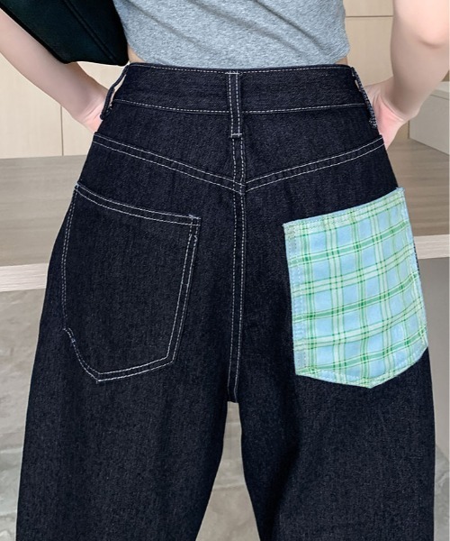 TSTS デニムパンツ　チェック ジーンズ デニム デニムパンツ 裾裏 チェック柄 レディース : ZOZOTOWN