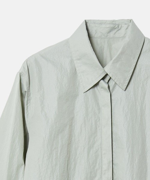 未使用 LE CIEL BLEU ナイロンレザーシャツドレス 36 セール】ナイロンレザーシャツドレス / Nylon Lether Shirts