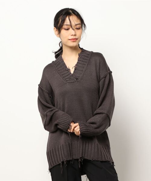EMODA（エモダ） Vネックニット FREE グリーン レディース : ZOZOTOWN