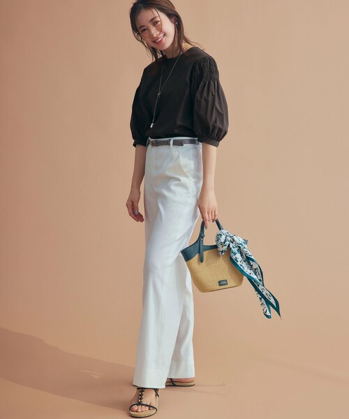 23区 tシャツ 「汗じみ防止/洗える」ギャザーディテール カットソー