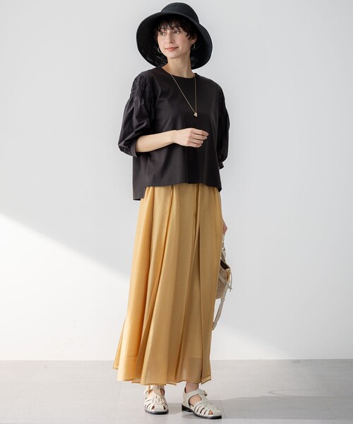 23区 tシャツ 「汗じみ防止/洗える」ギャザーディテール カットソー