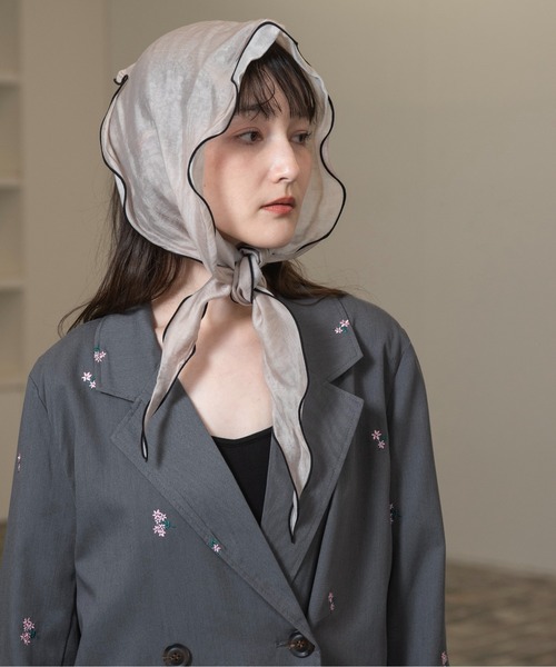 lawgy スカーフ バンダナ piping bicolor sheer scarf