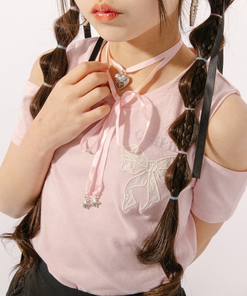 URBAN CHERRY チョーカー チャーム付きリボンチョーカー キッズ 子供