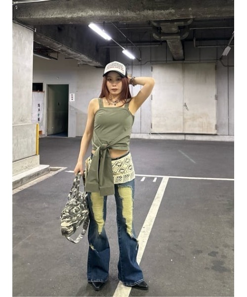 LAGUA GEM ジーンズ デニム デニムパンツ LOW WAIST CRASH FLARE