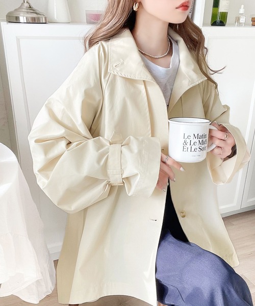 「classicalelf」 トレンチコート MEDIUM アイボリー レディース_画像9