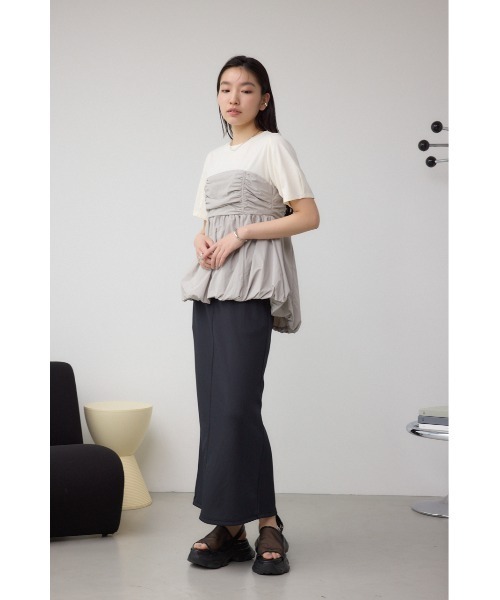 tシャツ サテンペプラムバルーンTシャツ レディース AZUL BY MOUSSY tシャツ ペプラムバルーントップス レディース