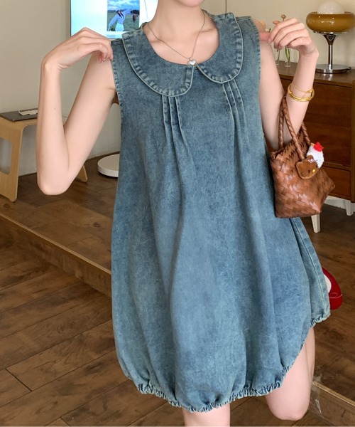 tシャツ デニムバルーンワンピース レディース