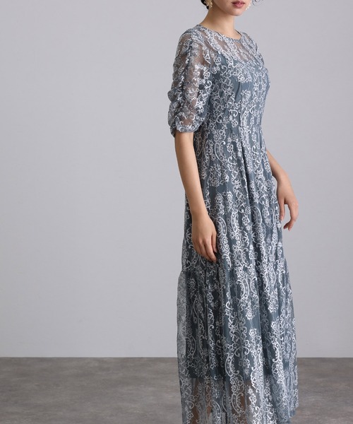 【Atlo by PourVous】半袖ワンピース　ブラック　オケージョンドレス atlo 「atlo」 「PourVous」半袖ワンピース M カーキ レディース