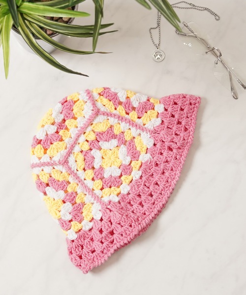 帽子 ハット カラフル クロシェハット / Colorful Crochet Hat メンズ