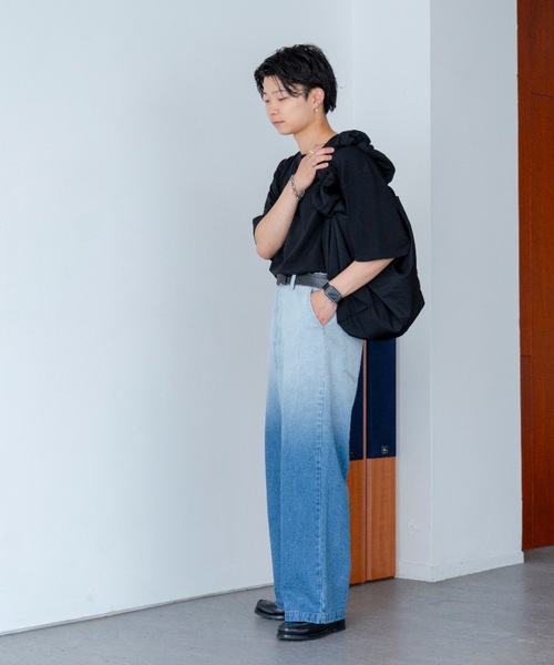 SINSS 「SINSS」 加工デニムパンツ LARGE ブラック メンズ