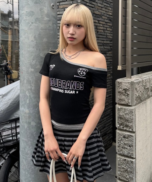 Lae スカート ボーダープリーツミニスカート : ZOZOTOWN Yahoo!店