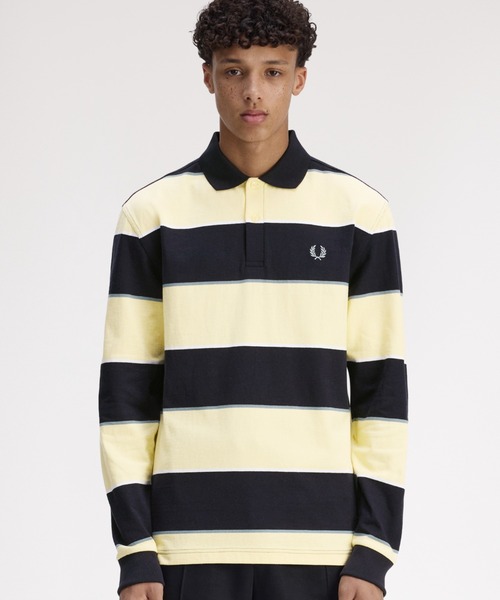 長袖ストライプポロシャツ エンブロイダリー FRED PERRY（フレッドペリー） ポロシャツ Heavyweight Jersey Striped