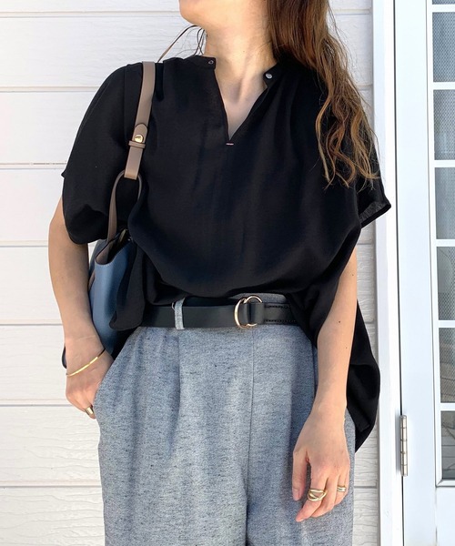 「Q」 半袖シャツ MEDIUM マスタード レディース_画像8