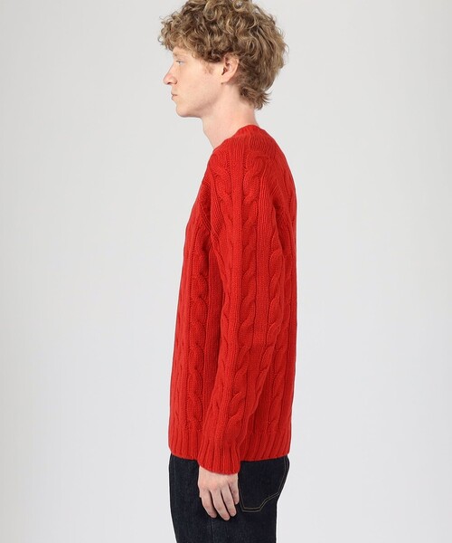INVERALLAN Casual Aran 赤 ケーブル編みセーター INVERALLAN（インバーアラン） セーター ニット ウールケーブル クルー