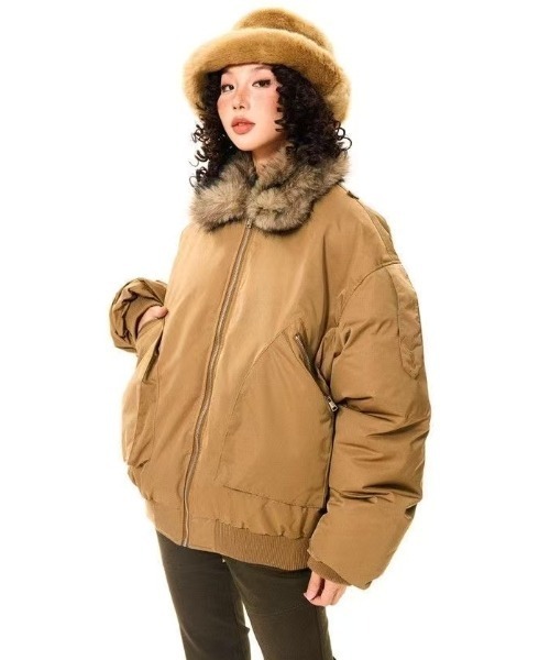 FreeZone ブルゾン アウター オーバーサイズファー付きMA-1ブルゾン