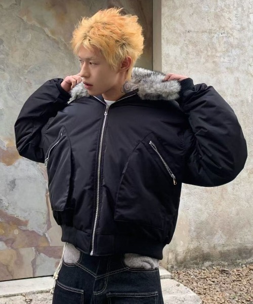 FreeZone ブルゾン アウター オーバーサイズファー付きMA-1ブルゾン