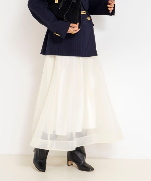 ノーリーズフレアスカート オーガンジー新品、値札付き NOLLEY'S（ノーリーズ） スカート ウォッシャブルオーガンジーフレア