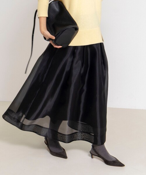 ノーリーズフレアスカート オーガンジー新品、値札付き NOLLEY'S（ノーリーズ） スカート ウォッシャブルオーガンジーフレア