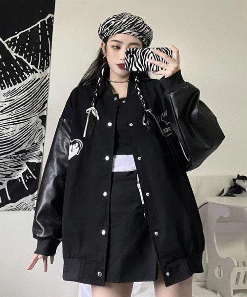 「DEVICE」 「fashion」スタジャン FREE ブラック レディース_画像4