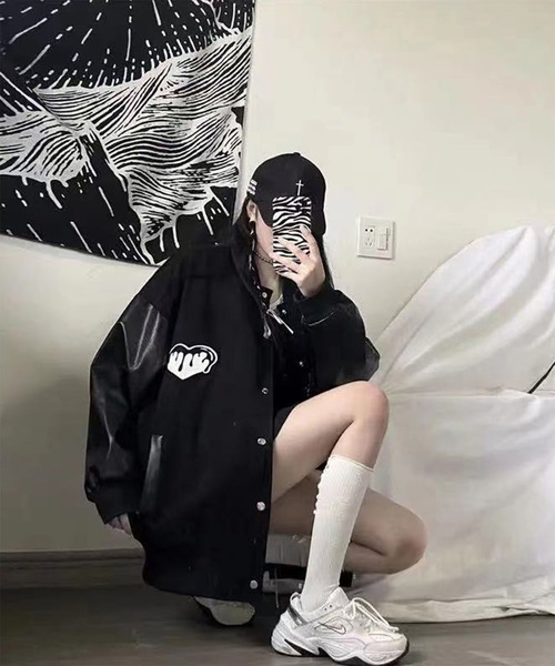 「DEVICE」 「fashion」スタジャン FREE ブラック レディース_画像6