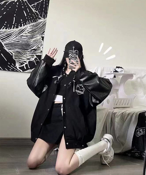 「DEVICE」 「fashion」スタジャン FREE ブラック レディース_画像7