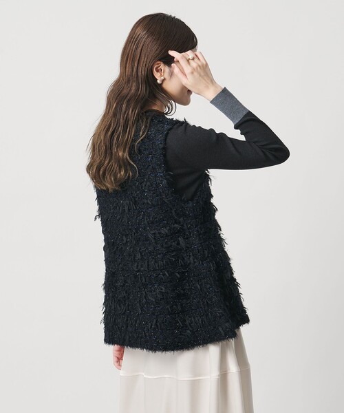 UNITED ARROWS フリル ジレ ベスト ブラック ペプラム UNITED ARROWS フリル ニットベスト ジレ 黒 ブラック