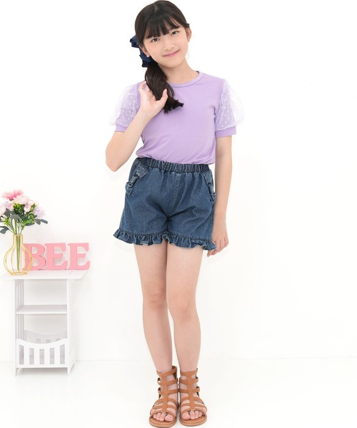Bee des Bee パンツ デニムフリルショートパンツ キッズ 子供服 女の子