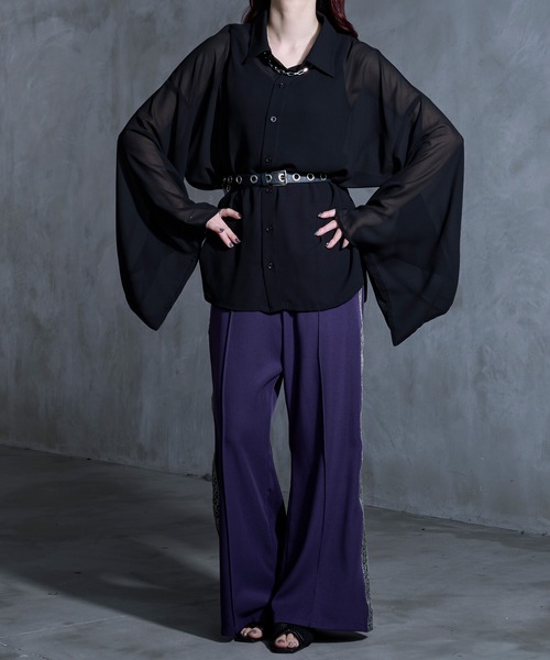 「Ellno Loset」 長袖シャツ LARGE ブラック メンズ_画像2