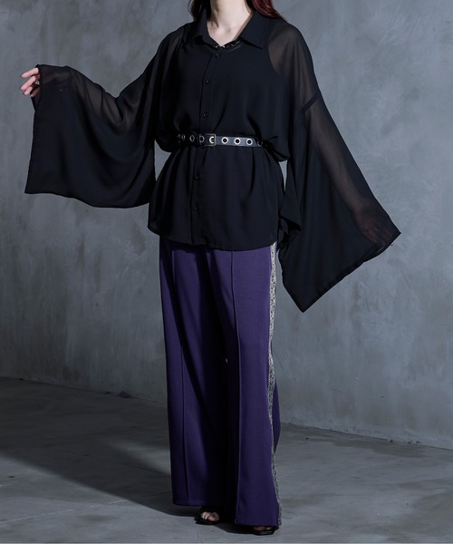 「Ellno Loset」 長袖シャツ LARGE ブラック メンズ_画像3