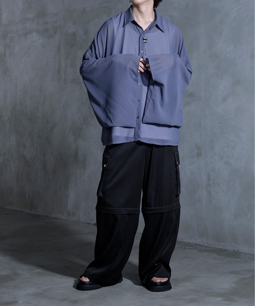 「Ellno Loset」 長袖シャツ LARGE ブラック メンズ_画像6