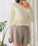 uvカット 水着 ペプラム長袖トップス×ショー...の詳細画像1