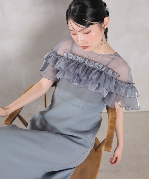 Kana ドレス グロッシーフリルショートボレロ フレアワンピースドレス