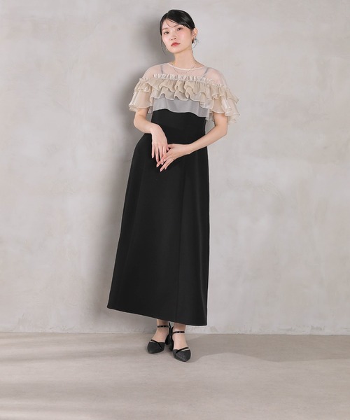 Kana ドレス グロッシーフリルショートボレロ フレアワンピースドレス