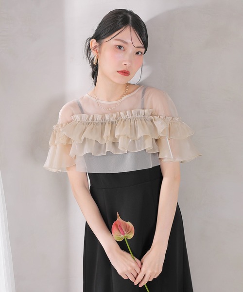 Kana パーティードレス ドレス グロッシーフリルショートボレロ フレア