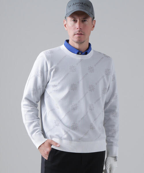 St ANDREWS セーター ニット 14Gロゴケルトジャガードクルーネック