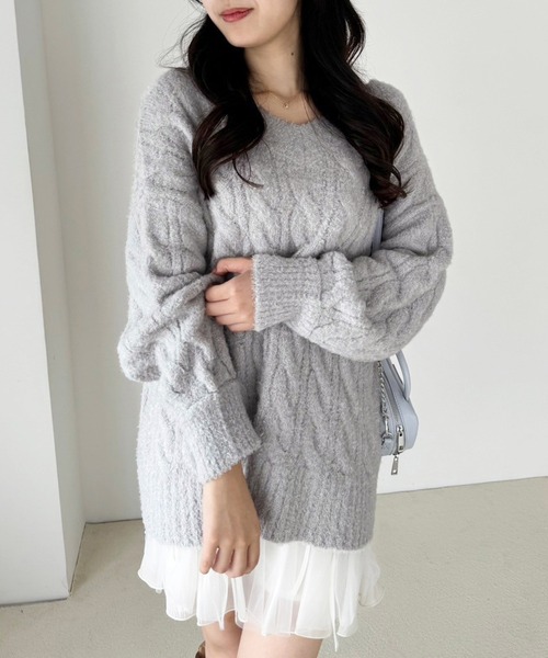 「one after another NICE CLAUP」 長袖ニット FREE ベージュ レディース_画像9