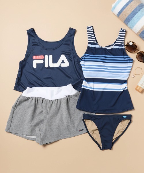 【新品】FILA フィラ 水着4点セット　M 9号　ビキニ　ショートパンツ FILA（フィラ） レディース 水着 4点セット ロゴTシャツ ブラック