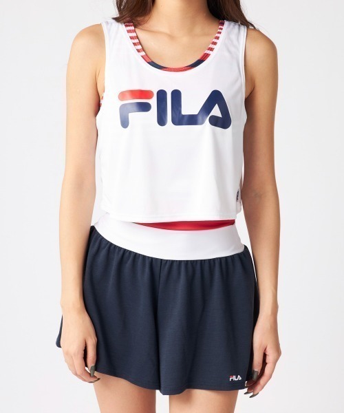 FILA タンクトップ スカート セット FILA 長袖トップス＆キュロット付タンクフィットネス水着4点セット