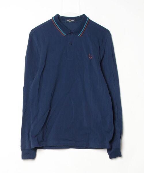 FRED PERRY」 長袖ポロシャツ M ネイビー メンズ FRED PERRY」 長袖 