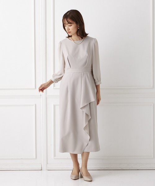 「AIMER」 7分袖ワンピース MEDIUM ベージュ レディース_画像2