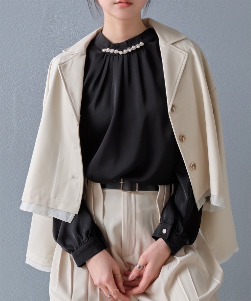 ■専用■美品 CLANE 2,4万円 ハイネックブラウス スタンドカラーブラウス ブラウス シャツ 卒園式 スタンドカラー パールネックブラウス