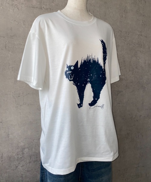 lilful tシャツ 「26年春夏新作」キャットプリントグラフィックTシャツ